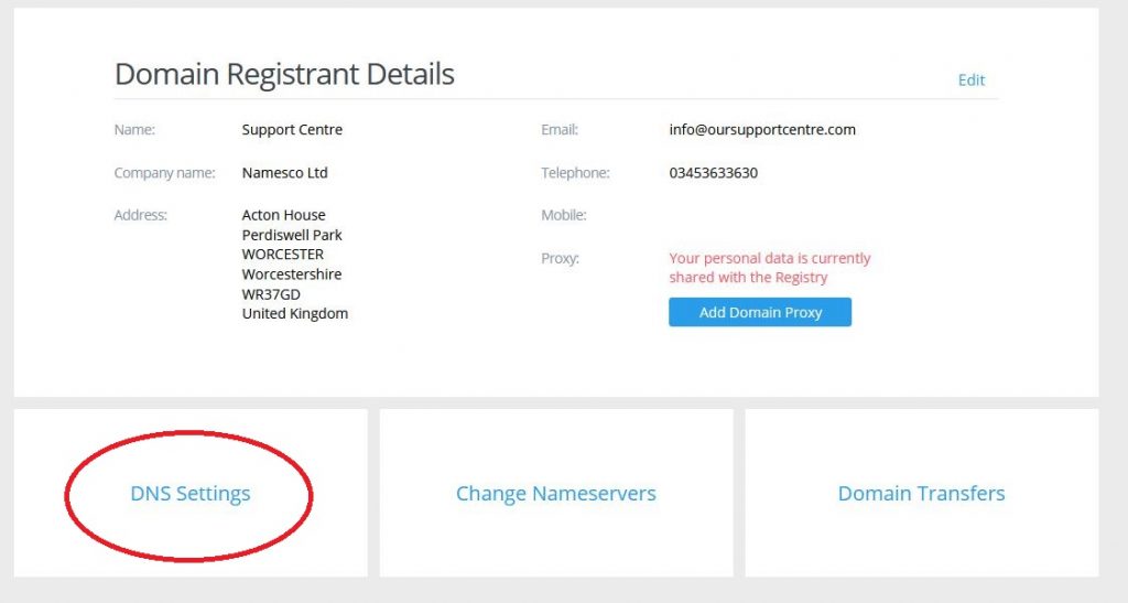 Changing Your Domain's DNS Settings - Support Centre - Register365